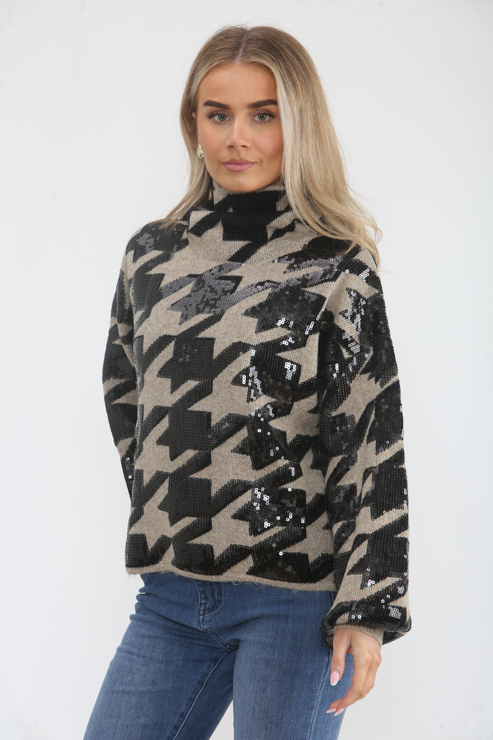 PATTERN ROLLNECK SEQUIN JUMPER