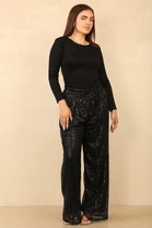 BELEN FLARE SEQUIN TROUSER (14859971592576)