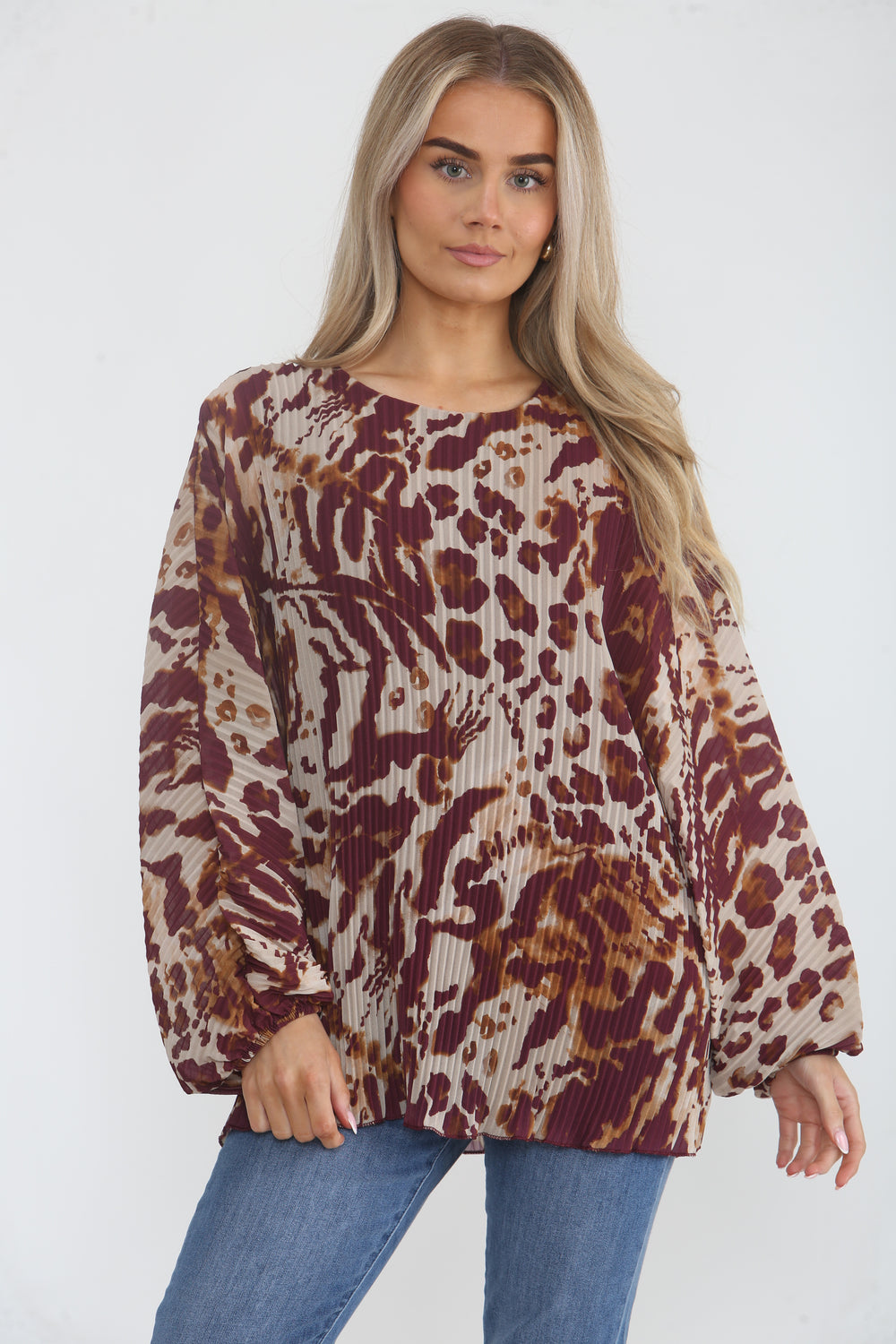 PLEATED ABSTRACT BLOUSE