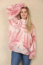 BOW PRINTED PLEATED TOP (15078133629312)