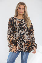 PLEATED ABSTRACT BLOUSE