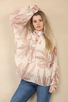 BOW PRINTED PLEATED TOP (15078138610048)
