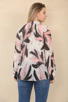 BOW PRINTED PLEATED TOP (15078143099264)