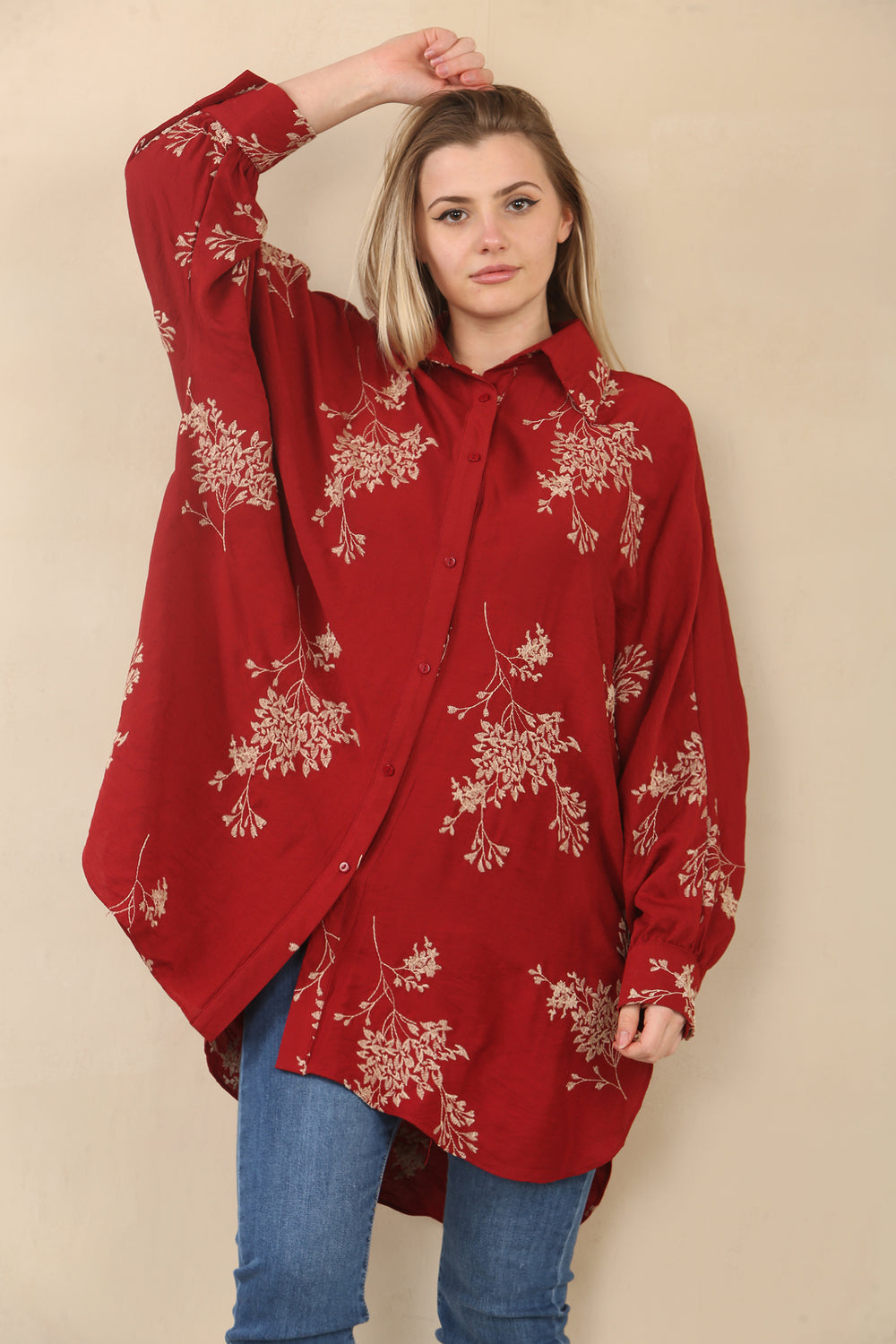 EMBROIDERED OVERSIZED SHIRT (15078152733056) (15083841159552)