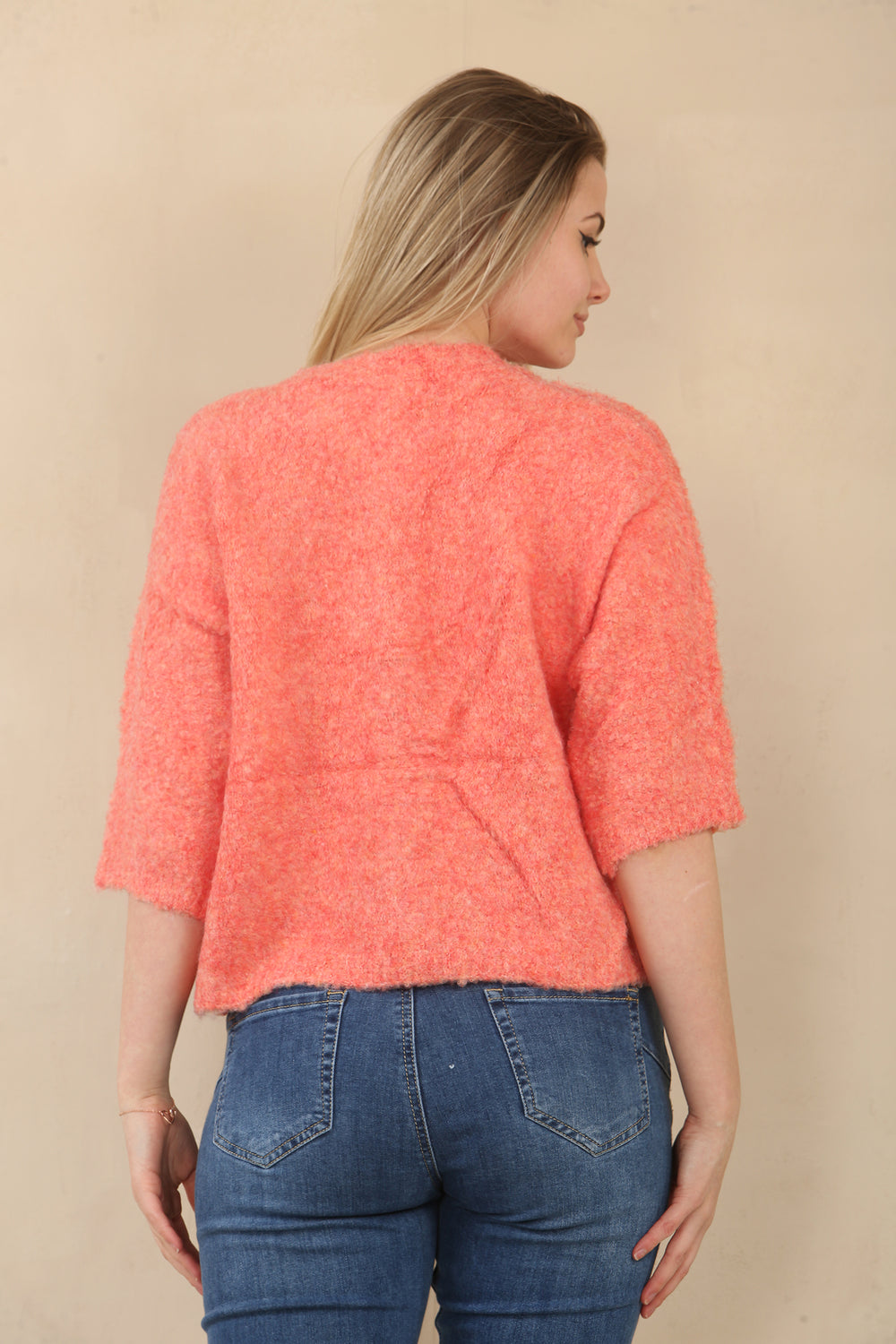 SHORT SLEEVE GOLD BUTTON KNIT CARDIGAN (15081661825408)