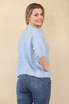 SHORT SLEEVE GOLD BUTTON KNIT CARDIGAN (15081664807296)