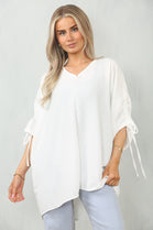 RUCHED SLEEVE BLOUSE (15104307790208)