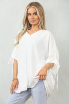 RUCHED SLEEVE BLOUSE (15104307790208)