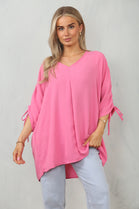 RUCHED SLEEVE BLOUSE (15104302940544)