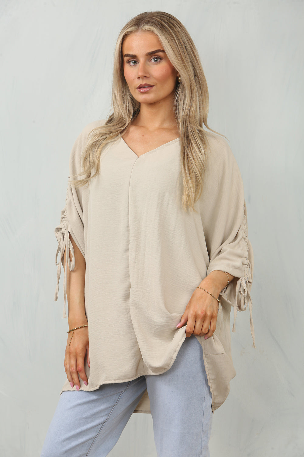 RUCHED SLEEVE BLOUSE (15104309920128)