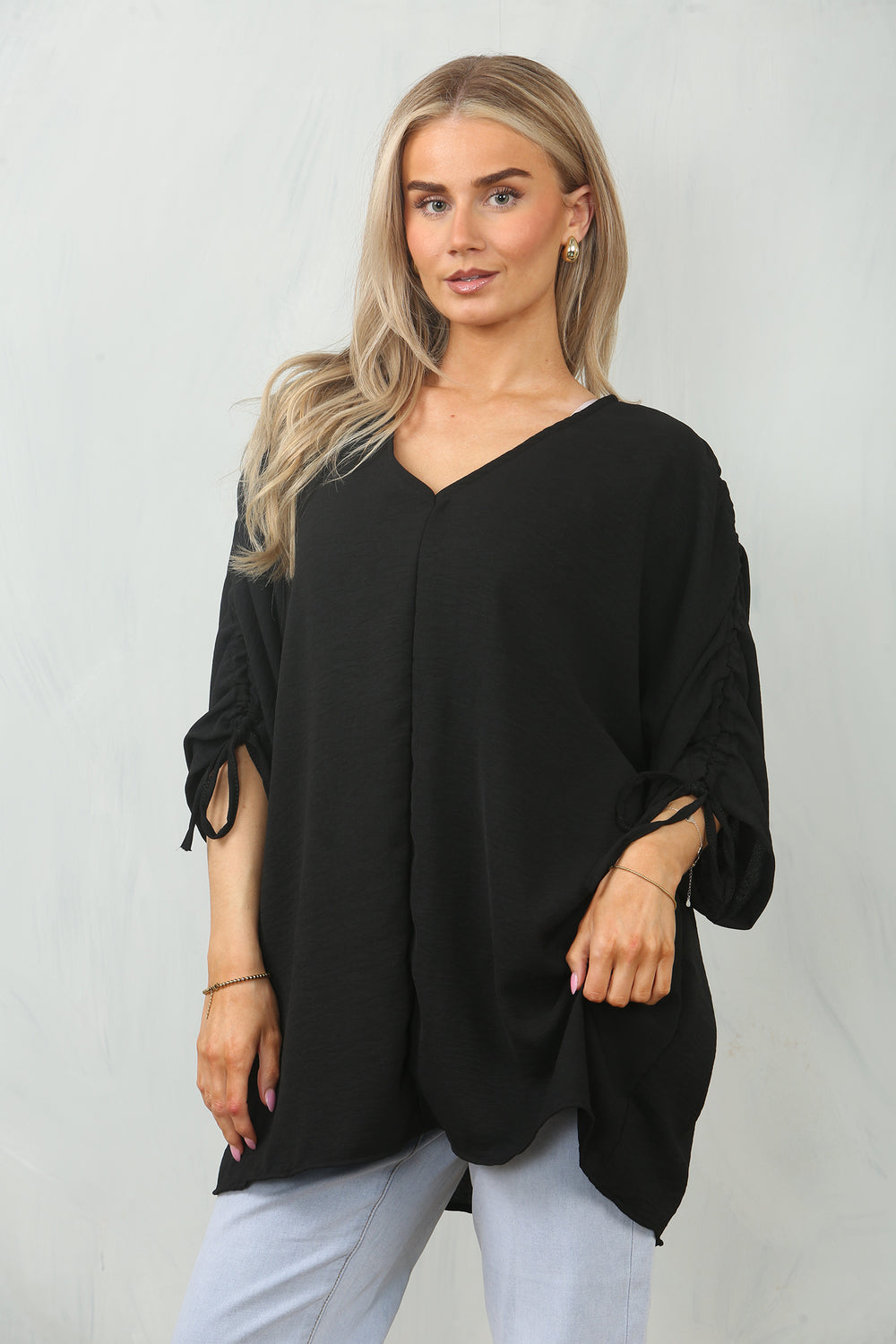 RUCHED SLEEVE BLOUSE (15104308543872)