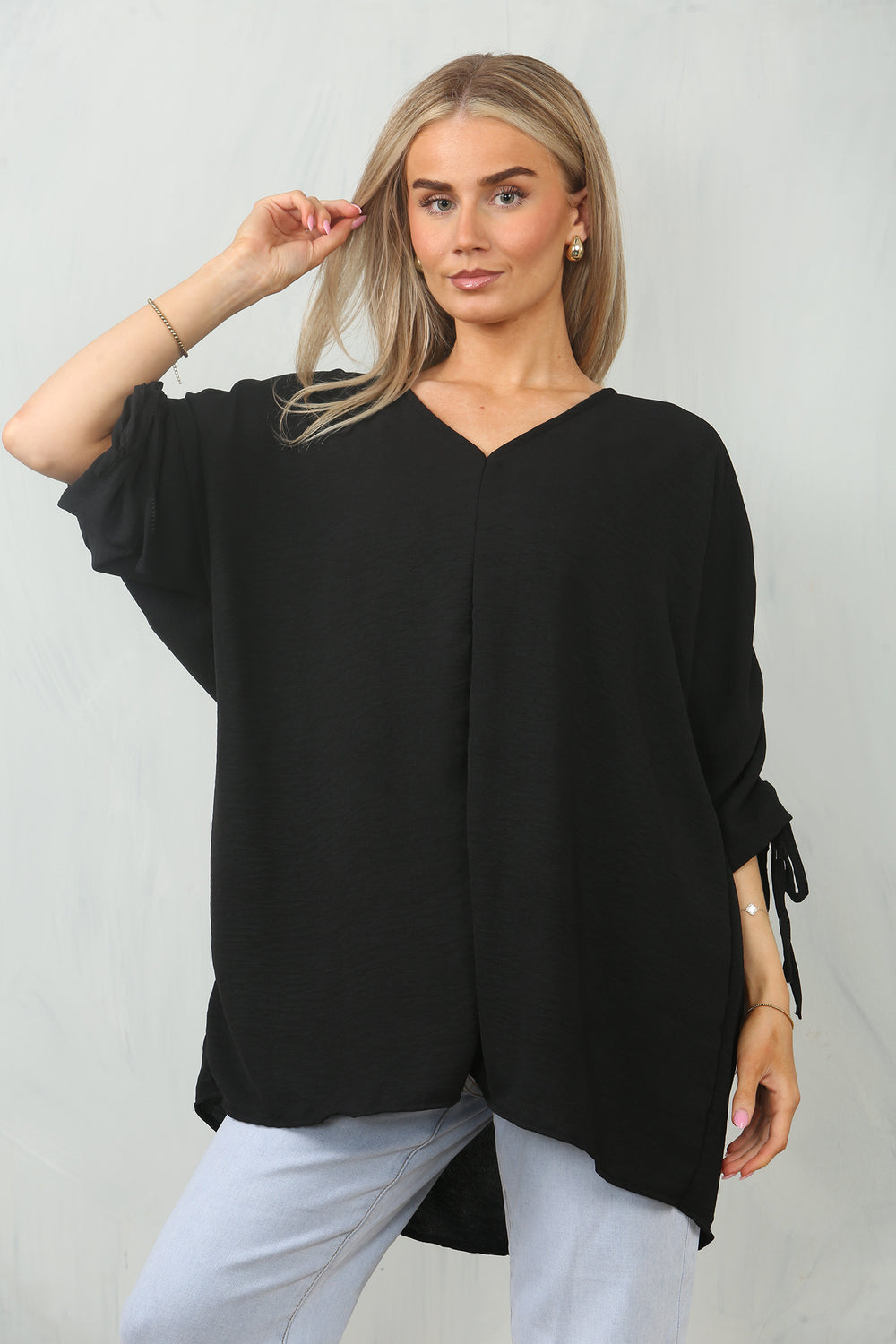 RUCHED SLEEVE BLOUSE (15104308543872)