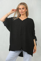 RUCHED SLEEVE BLOUSE (15104308543872)