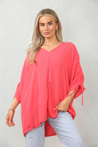 RUCHED SLEEVE BLOUSE (15104310575488)
