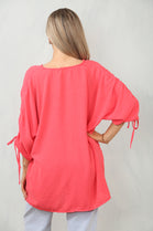 RUCHED SLEEVE BLOUSE (15104310575488)