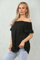 SHREDDED OFF SHOULDER TOP (15104354124160)