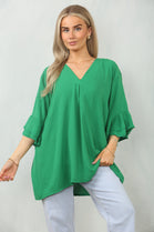 FRILL SLEEVE OVERSIZED TOP (15100996813184)