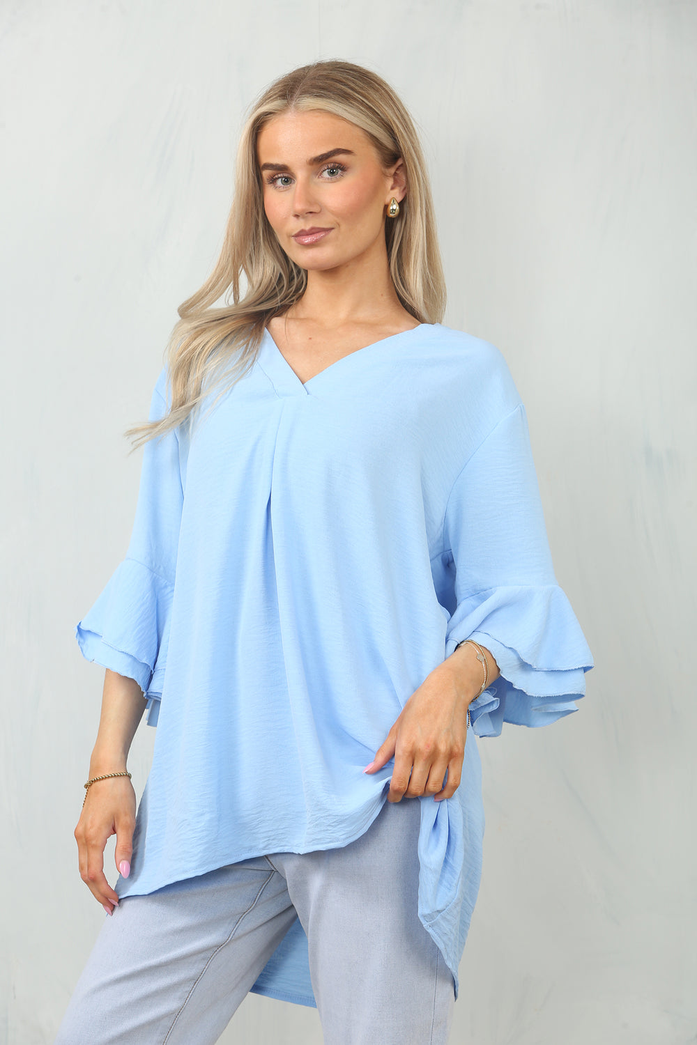 FRILL SLEEVE OVERSIZED TOP (15101000089984)