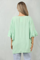 FRILL SLEEVE OVERSIZED TOP (15101003465088)
