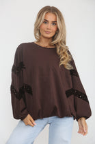 DETAIL SEQUIN SLEEVE SWEAT SHIRT