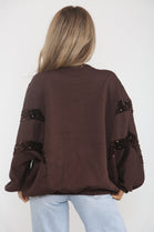 DETAIL SEQUIN SLEEVE SWEAT SHIRT