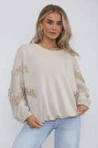 DETAIL SEQUIN SLEEVE SWEAT SHIRT