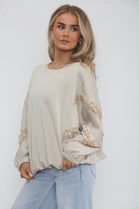 DETAIL SEQUIN SLEEVE SWEAT SHIRT