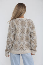 ARGYLE PRINT GOLD BUTTON CARDIGAN