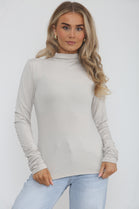 RUCHED SLEEVE BASIC TOP