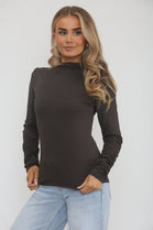 RUCHED SLEEVE BASIC TOP