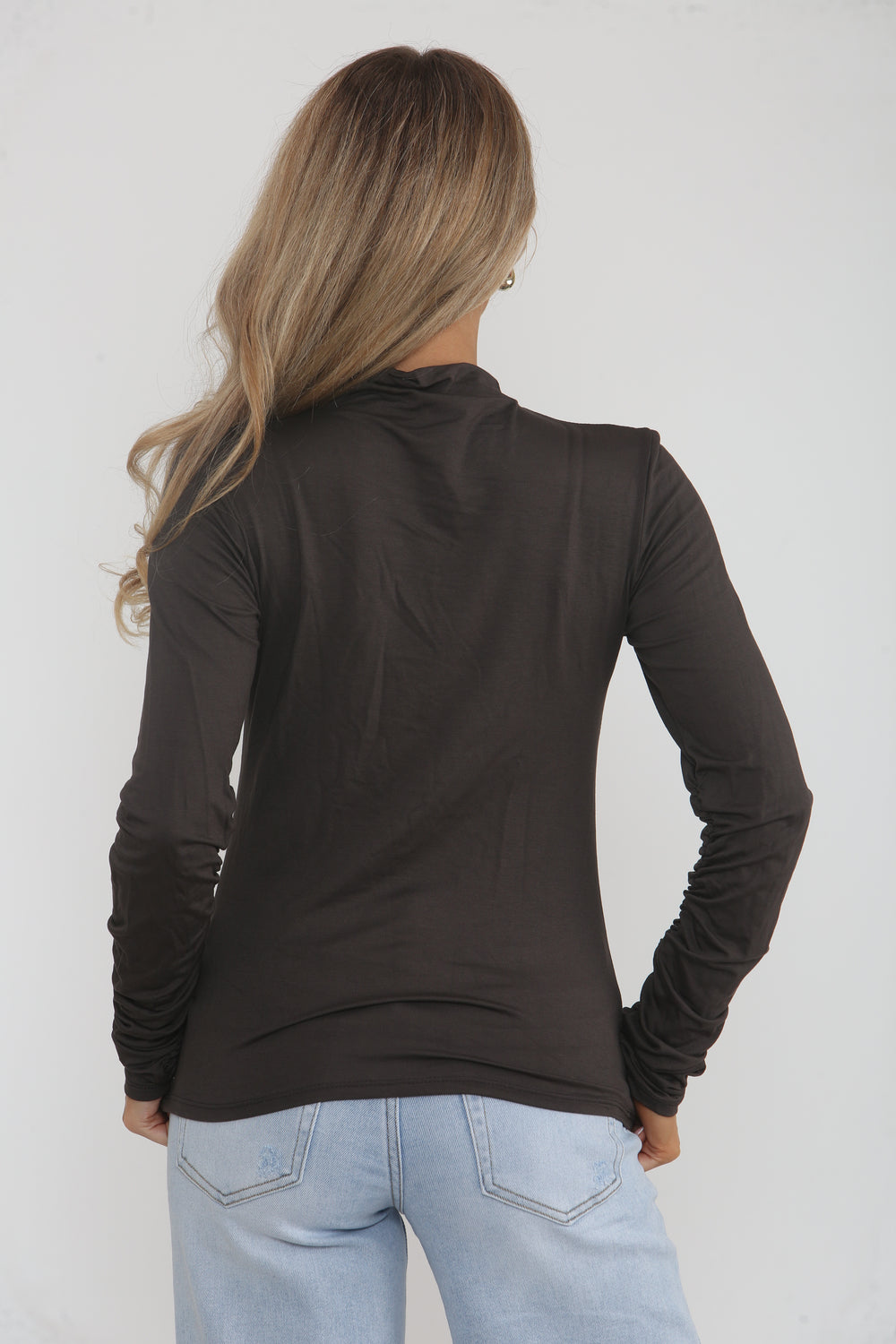 RUCHED SLEEVE BASIC TOP