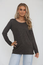 SCATTERED SEQUIN PULLOVER TOP
