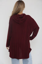 HIGH LOW BACK PLEATED PLAIN HOODIE