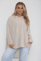 HIGH LOW BACK PLEATED PLAIN HOODIE