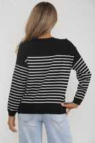 SHOULDER GOLD BUTTON STRIPE JUMPER