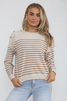 SHOULDER GOLD BUTTON STRIPE JUMPER