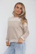 SHOULDER GOLD BUTTON STRIPE JUMPER