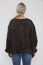 LEOPARD KNITTED SLEEVE SWEAT