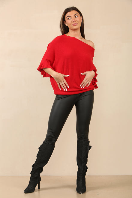 FRILL SLEEVE JUMPER (8700260548856) (14672735732096) (14990746124672) (15248018669952)