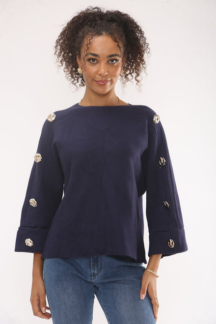 DETAIL BUTTON SLEEVE SWEAT (15329450754432)