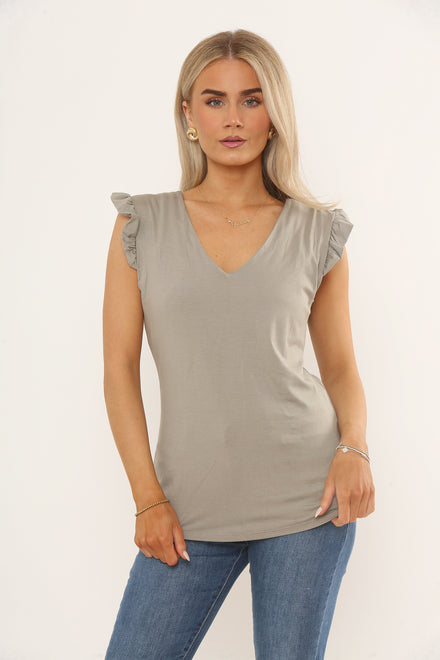 FRILL SLEEVE V-NECK VEST (15183232205184)
