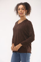 CABLE PATTERN V-NECK JUMPER (15329484210560)