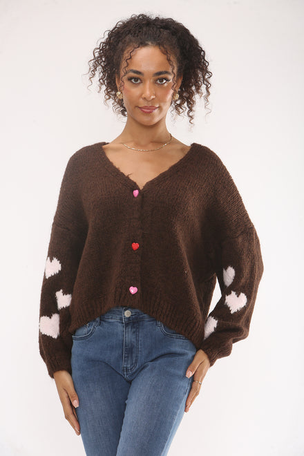 HEART SLEEVE KNIT CARDIGAN (15329674854784)