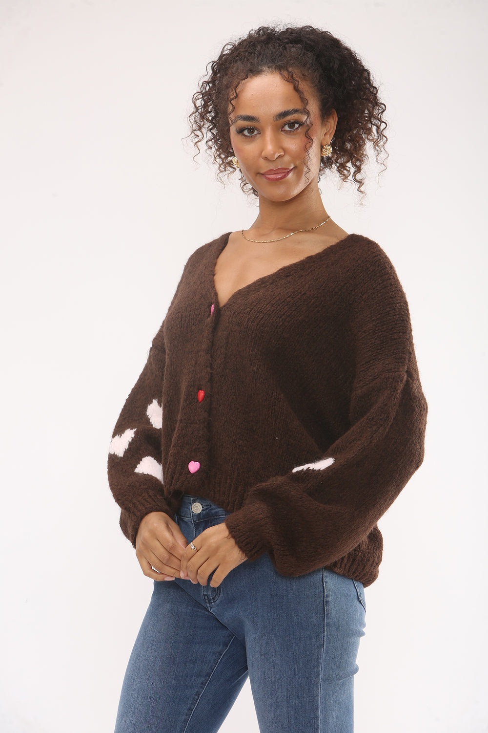HEART SLEEVE KNIT CARDIGAN (15329674854784)