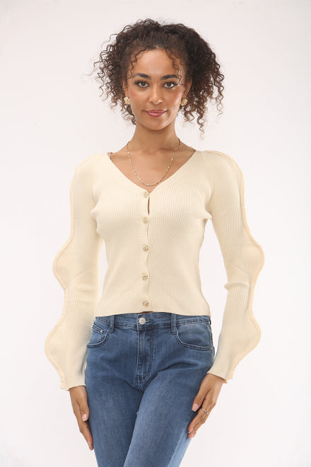 GOLD BUTTON WAVEY SLEEVE JUMPER (15330312388992)