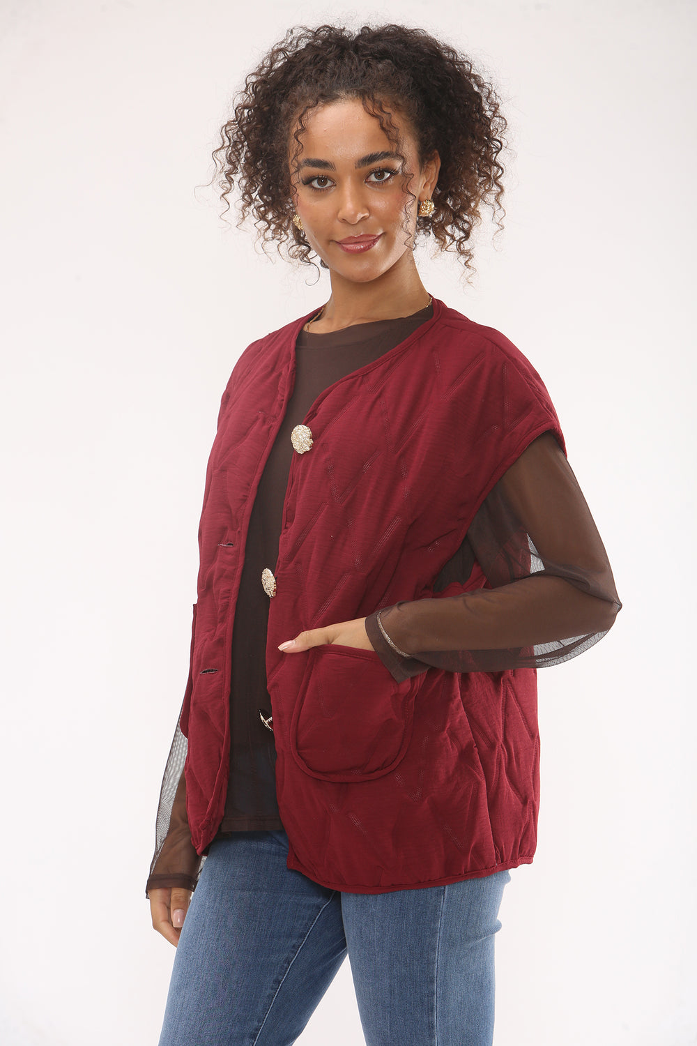 QUALITY GOLD BUTTON JACKET (15330412331392)