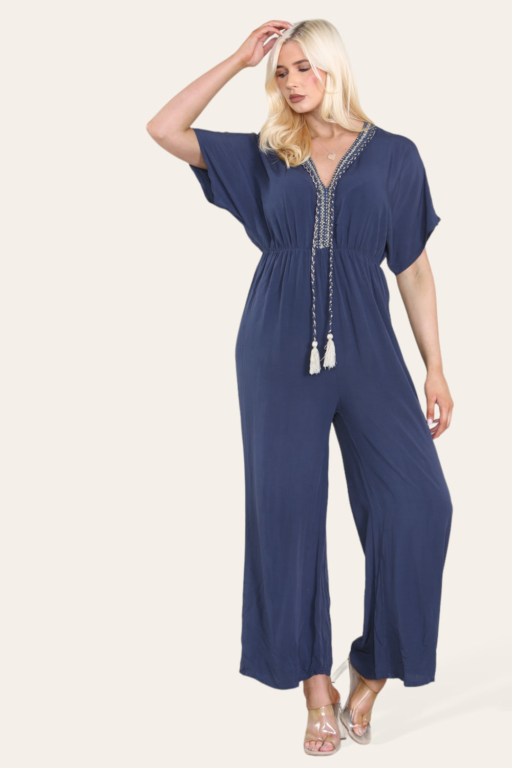 GOLD EMBROIDED TASSEL JUMPSUIT (8387758293240)
