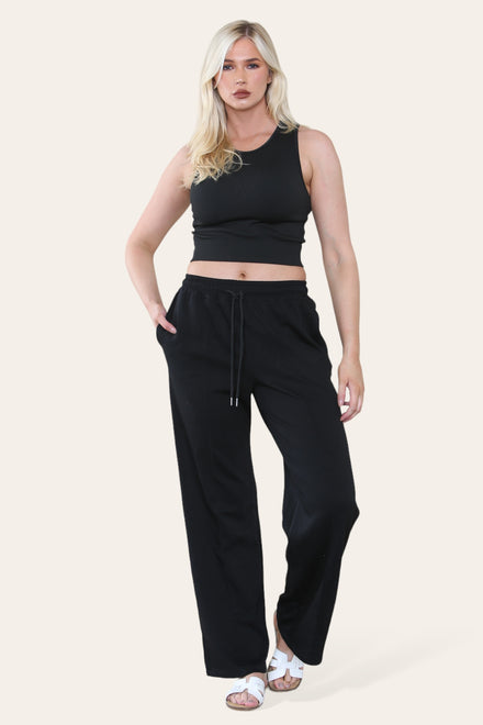 PLUS SISE FRONT DETAIL PLAIN JOGGERS (15356937634176)