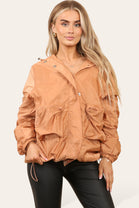 RUCHED SLEEVE RAIN COAT (8724263305464) (15237501518208)
