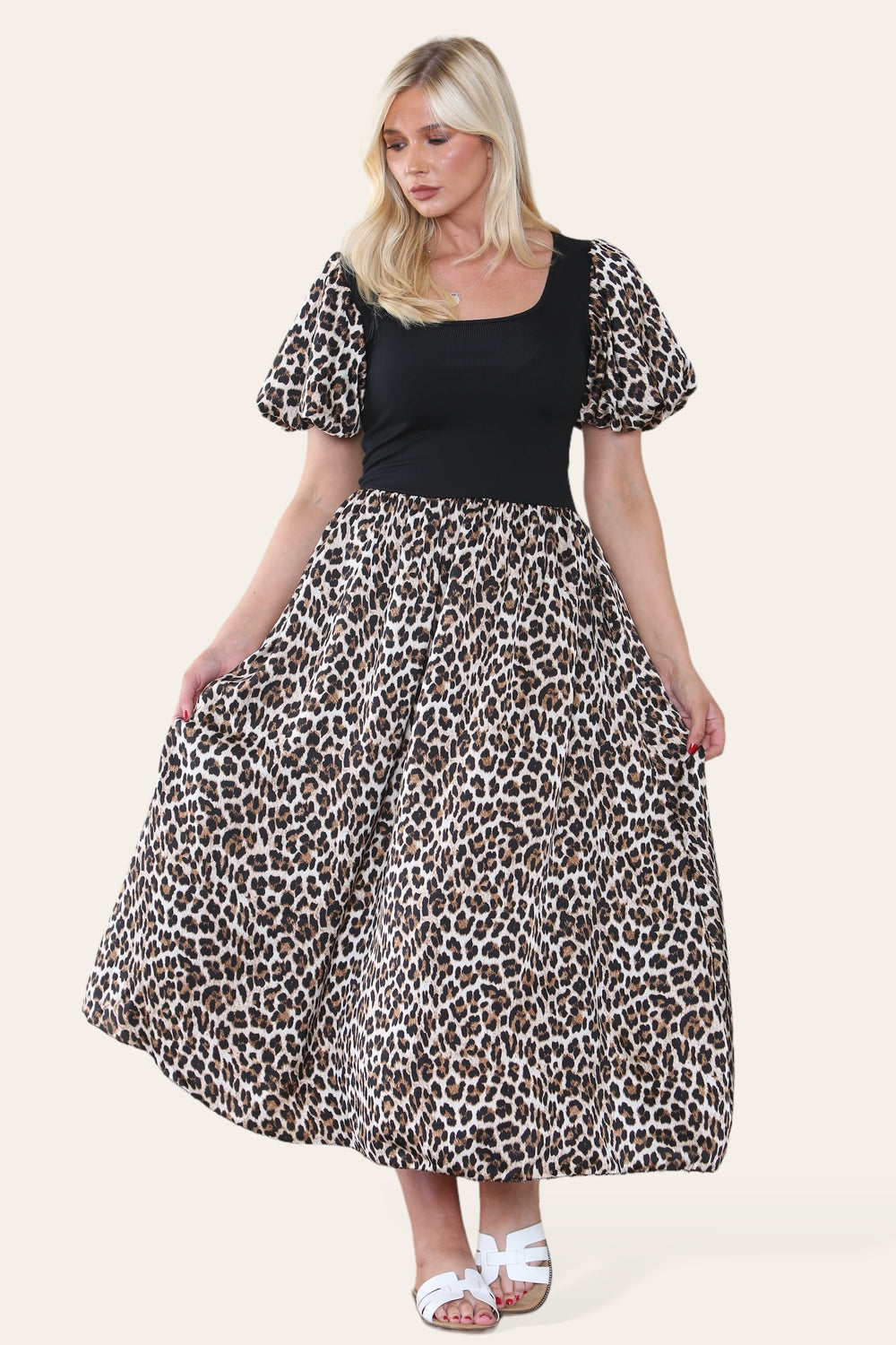 PUFF SLEEVE RIB VEST DRESS (8657379983608)